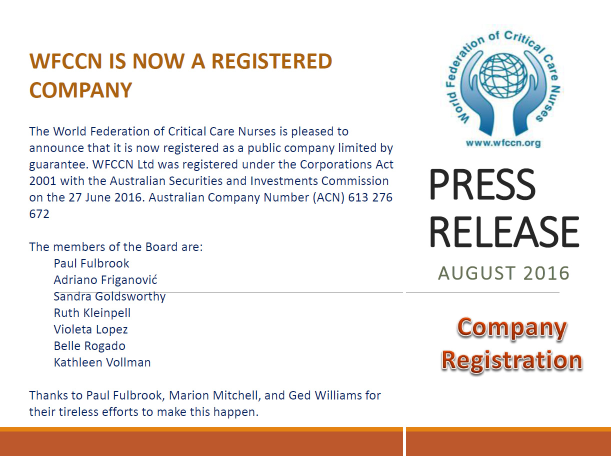 WFCCN IS NOW A REGISTERED COMPANY