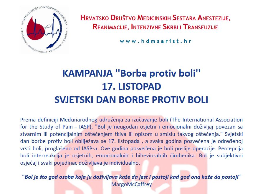 KAMPANJA BORBE PROTIV BOLI “STOP THE PAIN CAMPAIGN”